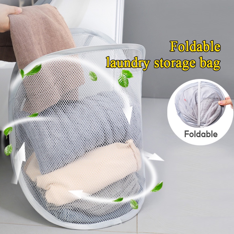 Túi đựng quần áo bẩn gấp gọn được treo tường nhà tắm tiện dụng sáng tạo, đựng quần áo và đồ dùng sinh hoạt treo tường có thể gấp gọn, tặng móc dính trong