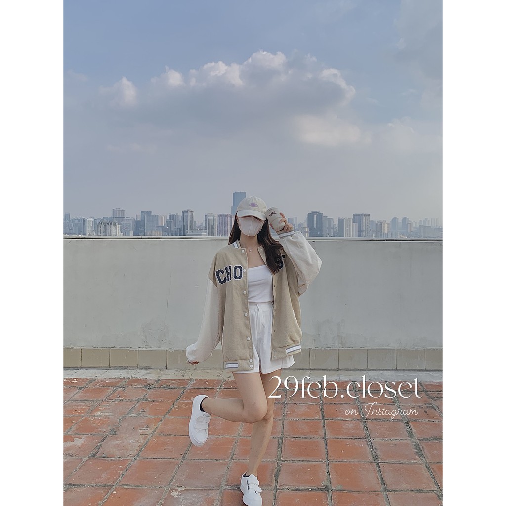 Áo khoác bomber nhung tăm thêu chữ Choose (Ảnh thật 29feb chụp) - 510