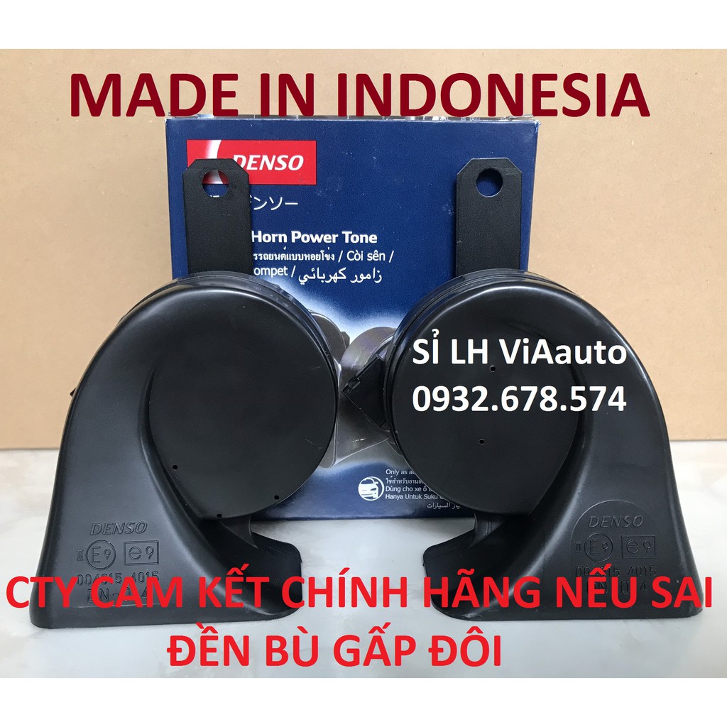 [1 JACK ZIN THEO XE] 1 CẶP Còi Sên, kèn sên, kèn sò Denso chính hãng, TẶNG KÈM 2 JACK + 2 PÁT - Made in Indonesia