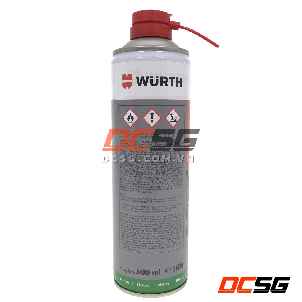 Mỡ bò nước dạng xịt bôi trơn chịu nhiệt WURTH HHS2000 / 500ml | DCSG