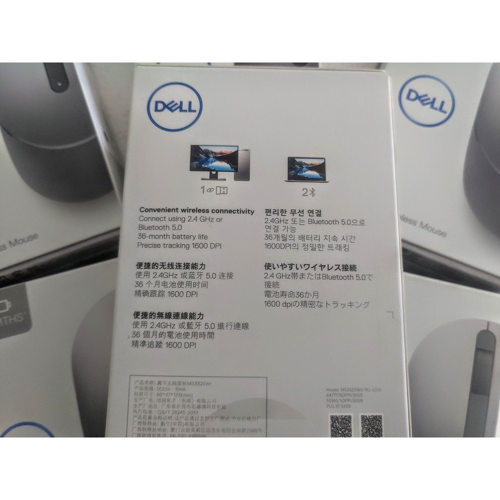 Dell MS3320W Mobile Wireless Mouse - Chuột không dây kết nối 2 thiết bị: 1 USB và 1 Bluetooth - Multi Device dual mode
