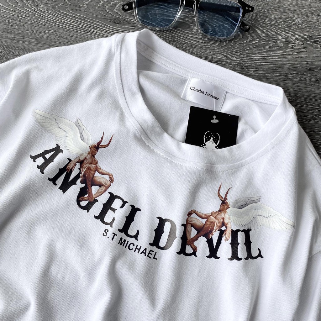 Áo thun tay lỡ Angel Devil , áo thun cotton nam nữ unisex, MSW Town | BigBuy360 - bigbuy360.vn