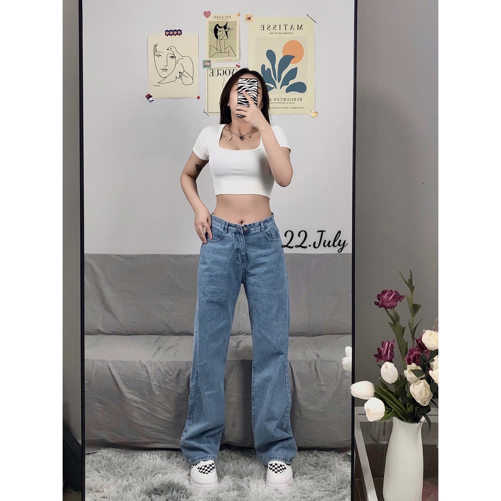 Áo Basic Croptop cổ U siêu hotsiêu sexy Toàn hình thật