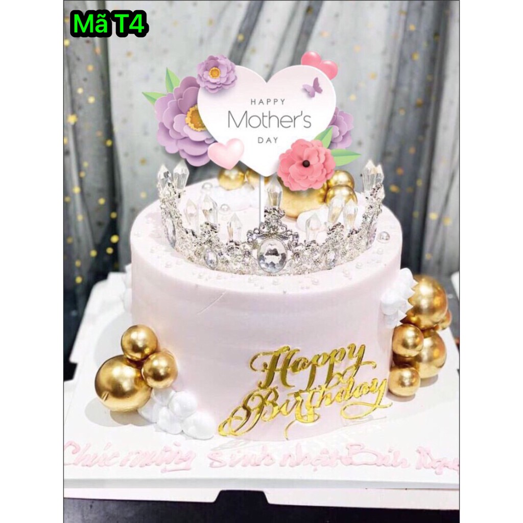 Phụ Kiện Trang Trí Bánh Sinh Nhật Bánh Kem - SET 10 THẺ CẮM GIẤY HAPPY MOTHER'S DAY