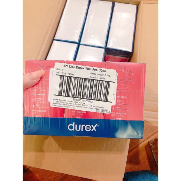 Bao cao su Durex Fetherlite Ultra Thin Úc, hộp 30 cái (mẫu mới)