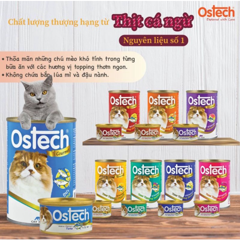 Pate cho mèo Ostech lon 400g - Thái Lan [ THỨC ĂN CHÓ MÈO]