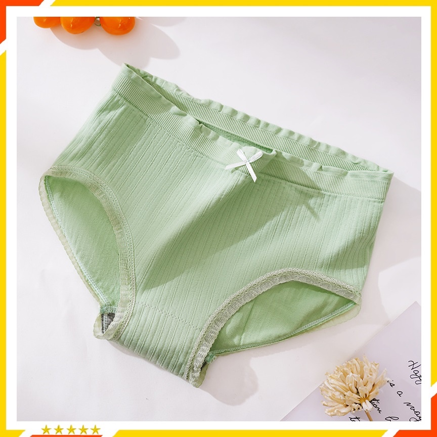 Quần lót nữ chất liệu cotton gân tăm viền ren kháng khuẩn, cho chị e từ 45 - 55kg