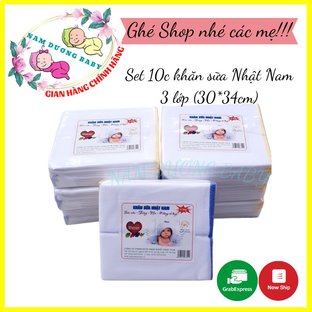 Set 10c khăn sữa Nhật Nam 3 lớp (30*34cm)