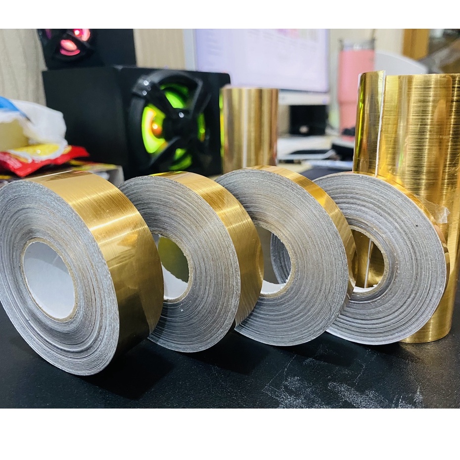 Dải Băng Dính Đồng Dán Viền Gạch Sàn Nhà Tường Chống Thấm Nước Màu Vàng kèm ảnh thật VT477