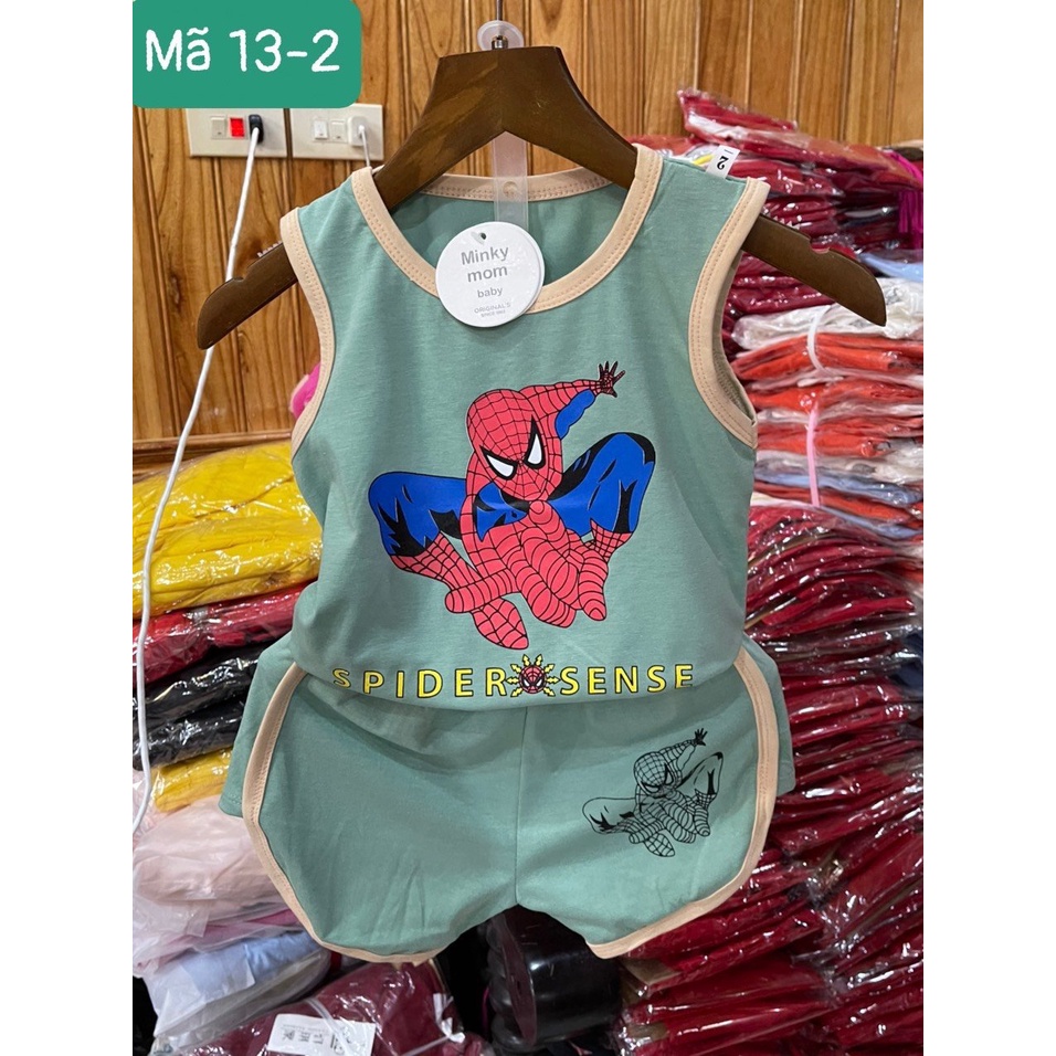 Quần áo trẻ em nam, Quần áo bé trai in hình siêu nhân chất liệu cotton Size từ 7-19kg