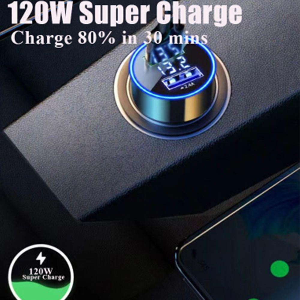 Ổ Cắm Sạc Nhanh 120W Hai Cổng USB Cho Xe Hơi