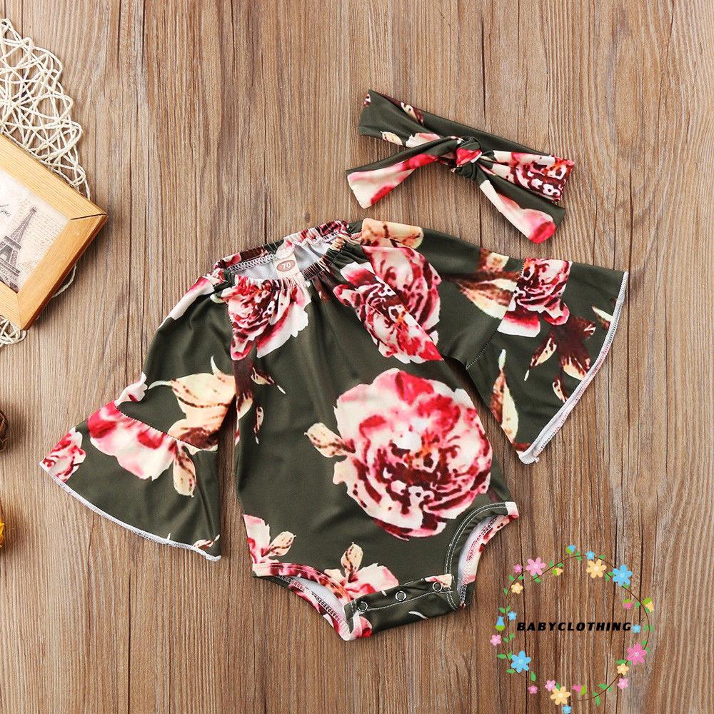 ღWSVღNewborn Toddler Baby Girl Clothes Floral Flower Bodysuit Romper Jumpsuit Outfits