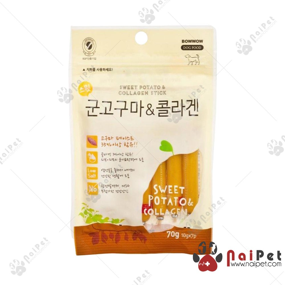 Thức Ăn Dinh Dưỡng Xúc Xích Chay Collagen Bow Wow Gói 70g