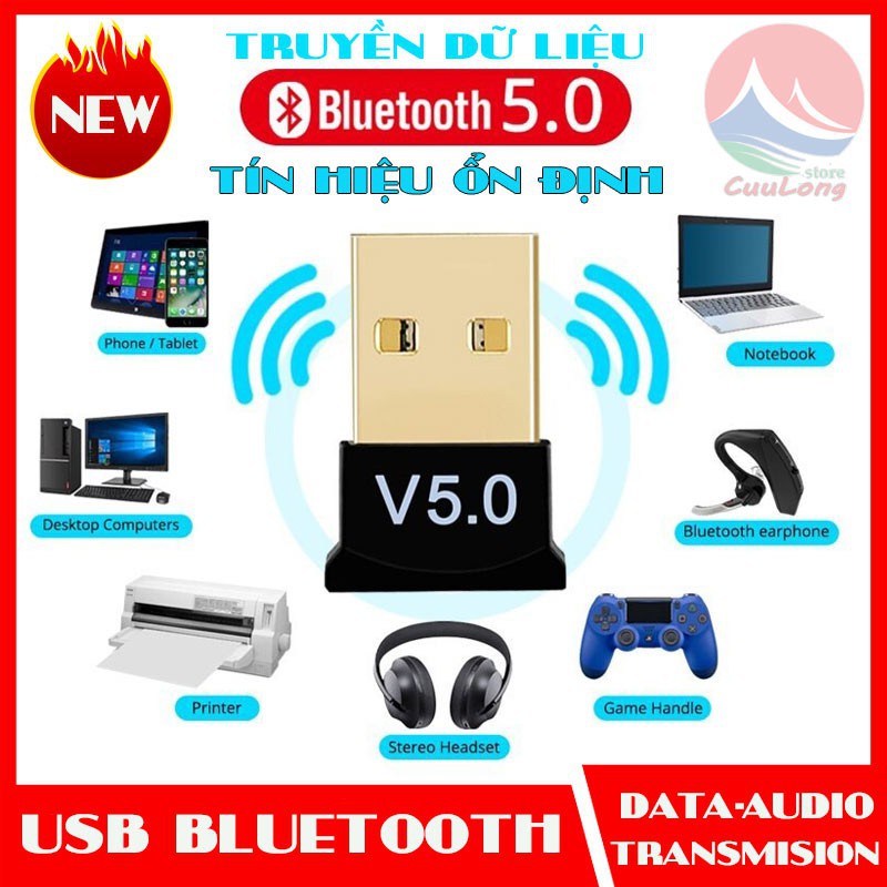 USB Bluetooth 5.0 bổ sung bluetooth cho máy tính để bàn, cho laptop bị hỏng bluetooth USB V5.0 CSR DONGLE