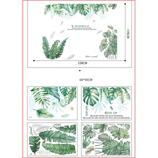 decal dán tường combo tán lá xanh