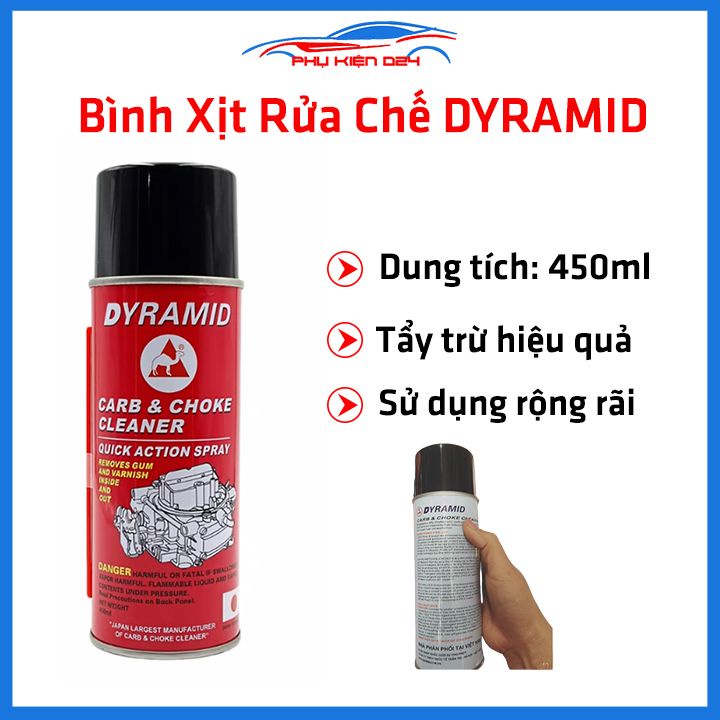 Bình xịt rửa chế hòa khí DYRAMID tẩy bụi bẩn cặn dầu màng sơn bảo dưỡng động cơ