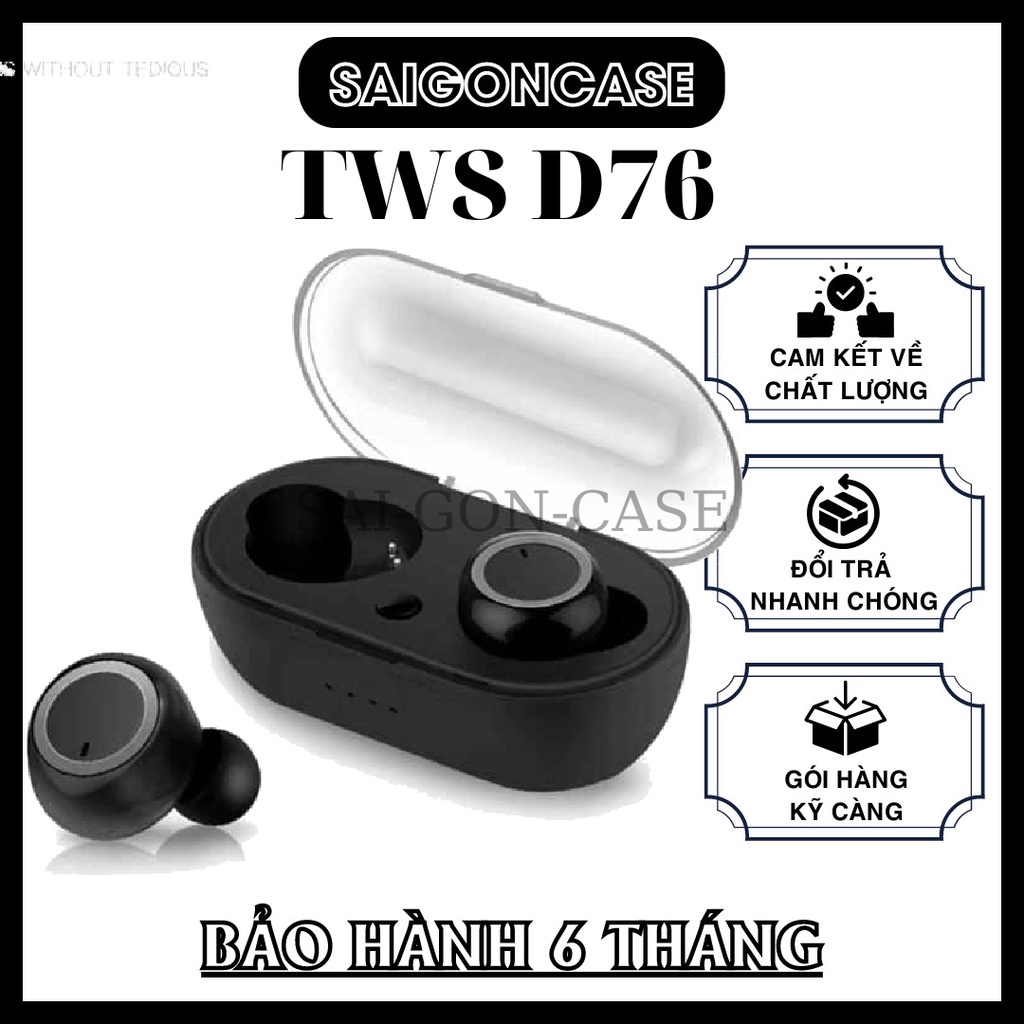 Tai nghe Bluetooth Đen Sony sport TWS-D76 Rất ấm Bass-treble rõ ràng, âm thanh sắc nét