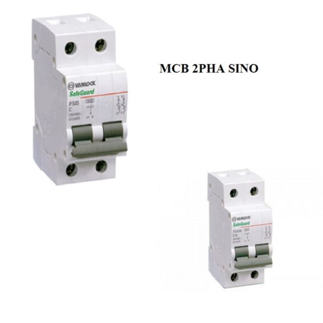 Cầu dao tự động 2 tép, CB đôi, MCB 2P 16A,20A,25A,32A,40A,50A,63A Sino- Hàng chính hãng BH 12 tháng