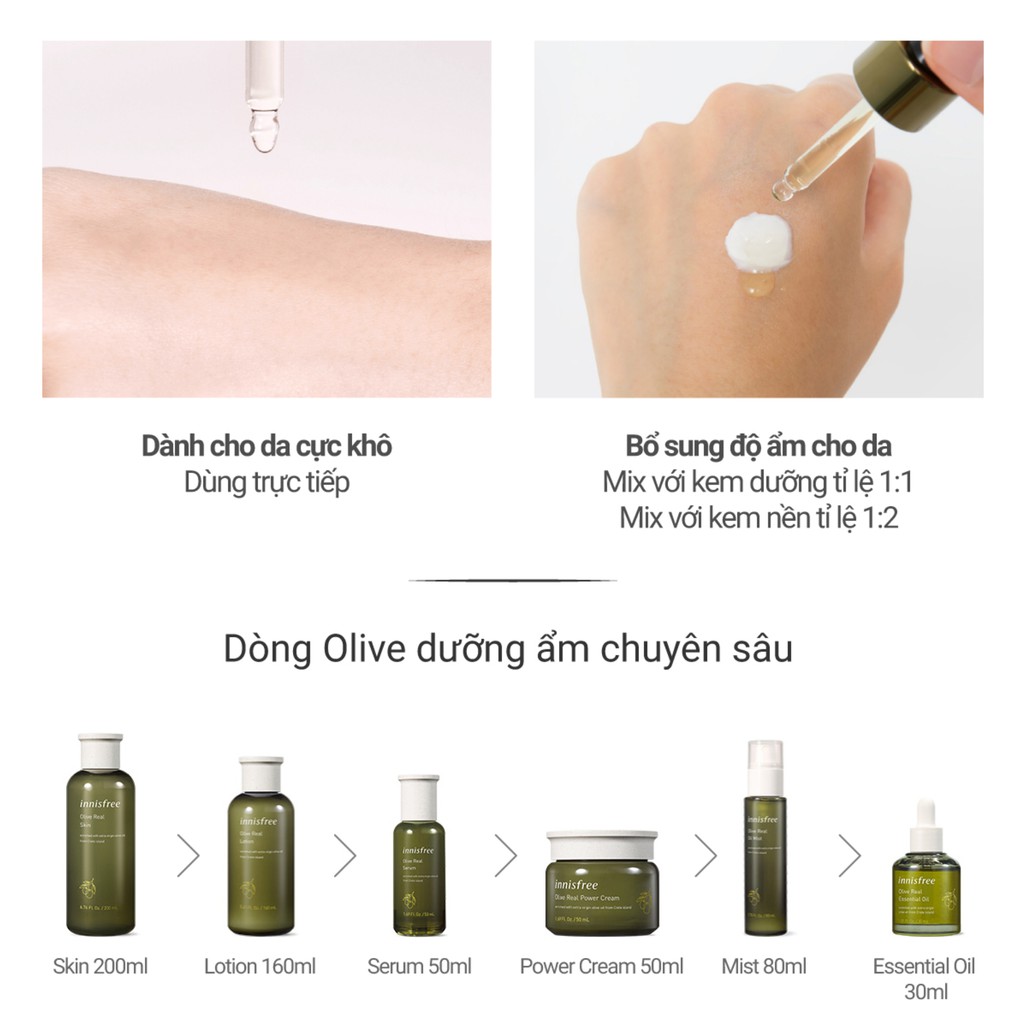 [Mã FMCGMF11 giảm 8% đơn 250K] Dầu dưỡng ẩm da innisfree Olive Real Essential Oil 30ml