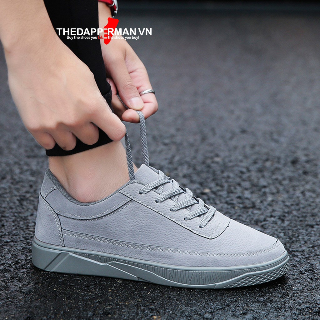 Giày sneaker thể thao nam THEDAPPERMAN TDM1101 chất liệu da lộn, đế cao su nhiệt dẻo, siêu êm phù hợp chạy bộ, màu xám | BigBuy360 - bigbuy360.vn