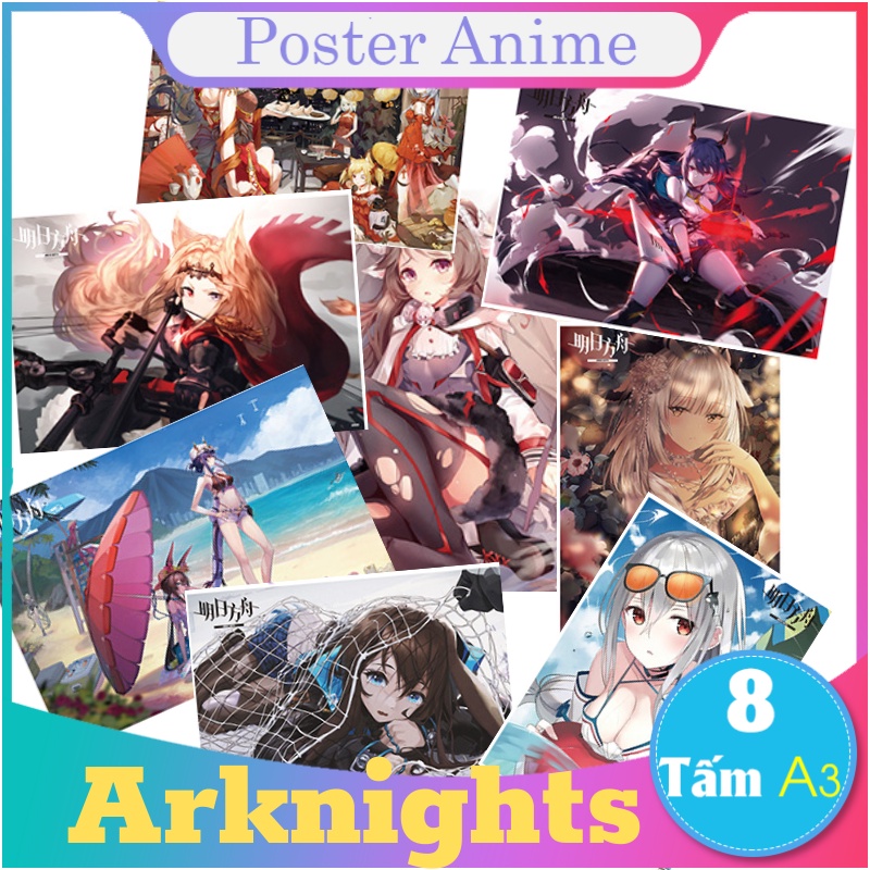 Arknights Set 8 tấm tranh poster anime siêu chất size to bự