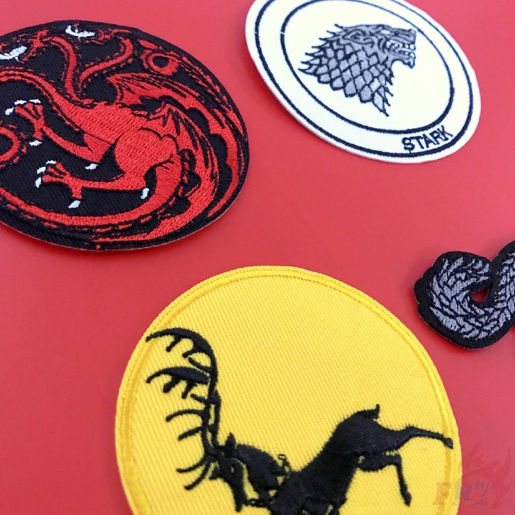 ☸ Sticker Ủi Thêu Hình Phim Game of Thrones: Stark / Baratheon / Targaryen ☸ 1 Miếng Dán Ủi Quần Áo Hình Ngôi Nhà Diy
