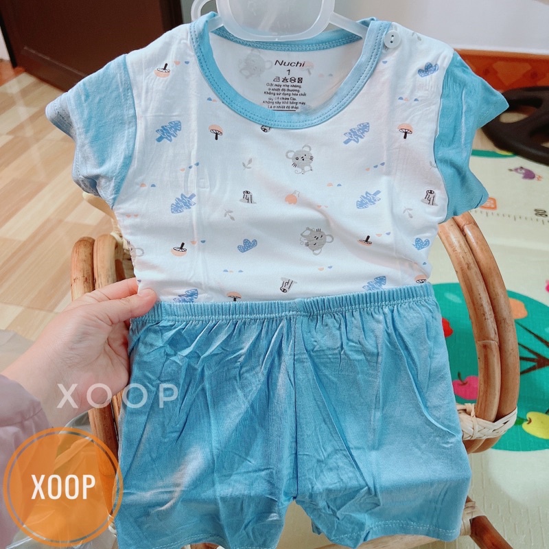 Bộ cộc pettit phối tay cúc cài vai cho bé