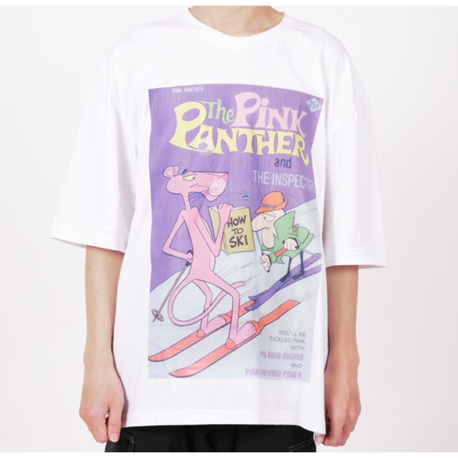 Áo Thun tay lỡ form rộng in hình Phim hoạt hình Pink Panther Unisex