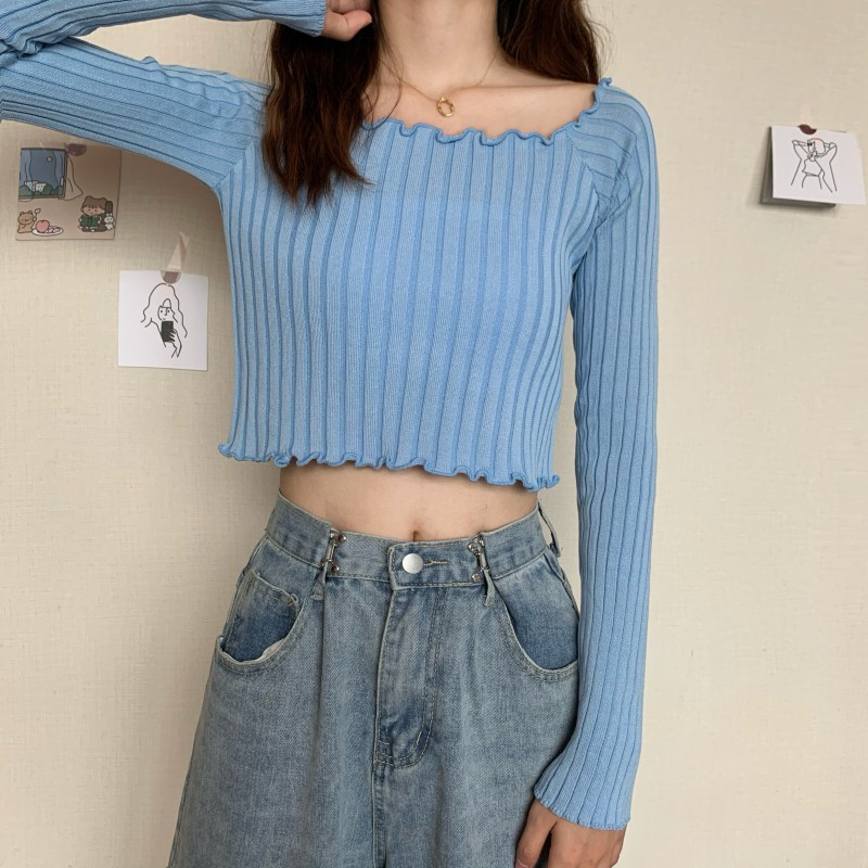 Đen Áo Sweater Tay Dài Trễ Vai Phong Cách Hàn Quốc | BigBuy360 - bigbuy360.vn