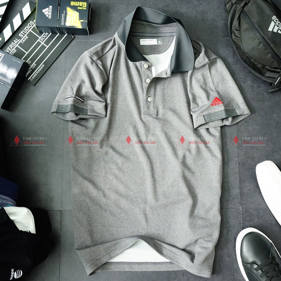 Áo thun nam có cổ áo polo thể thao golf, tennis cộc tay Adidas Porshe Design Sport vải jersey co giãn thoáng mát hiệnđại