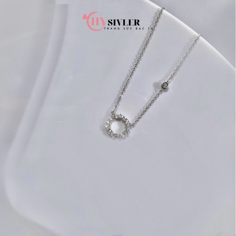 Dây chuyền bạc ta huyền thoại biển xanh mặt tròn nạm đá nữ tính dây chuyền nữ bạc thật