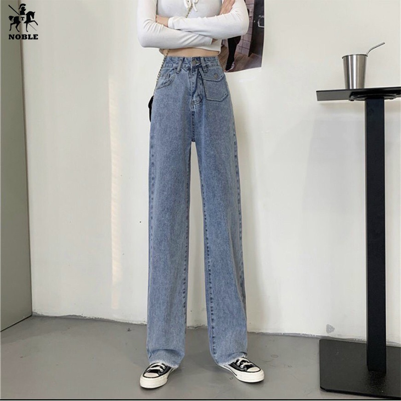 [Freeship] Quần jeans nữ ống rộng lưng cao túi hộp vải denim mẫu mới thời trang NOBLE TP045