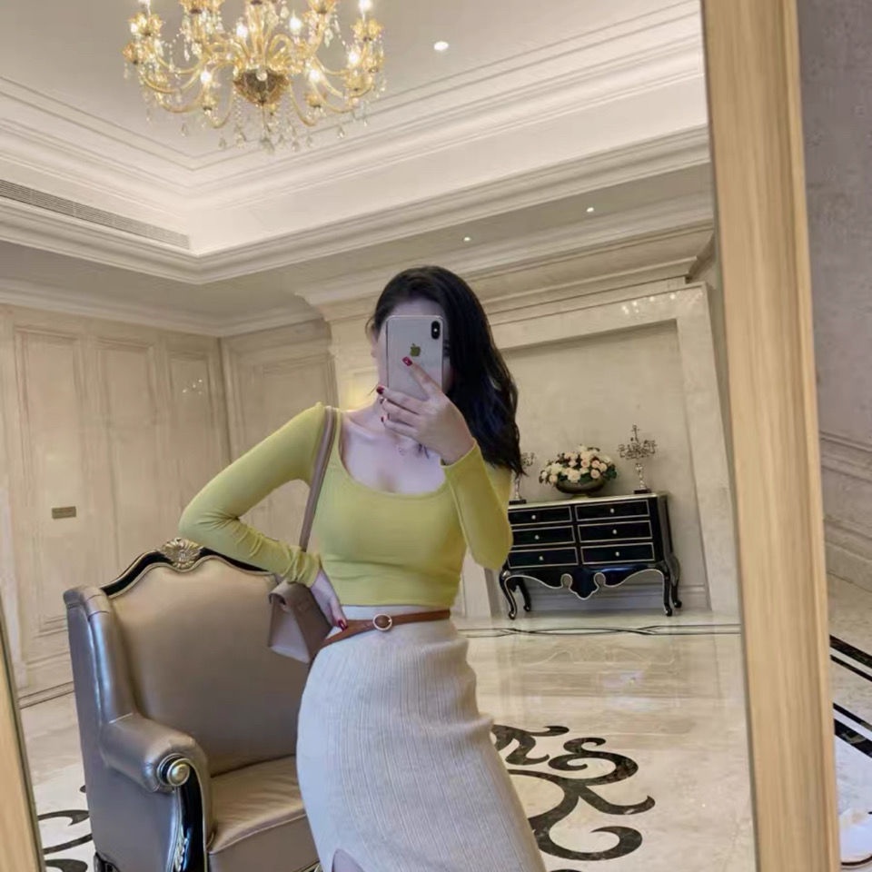 Áo thun tay dài dáng ôm quyến rũ cho nữ