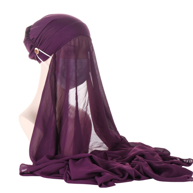 Khăn Trùm Đầu Hijab Bằng Vải Voan Chống Trượt Cho Phụ Nữ Hồi Giáo