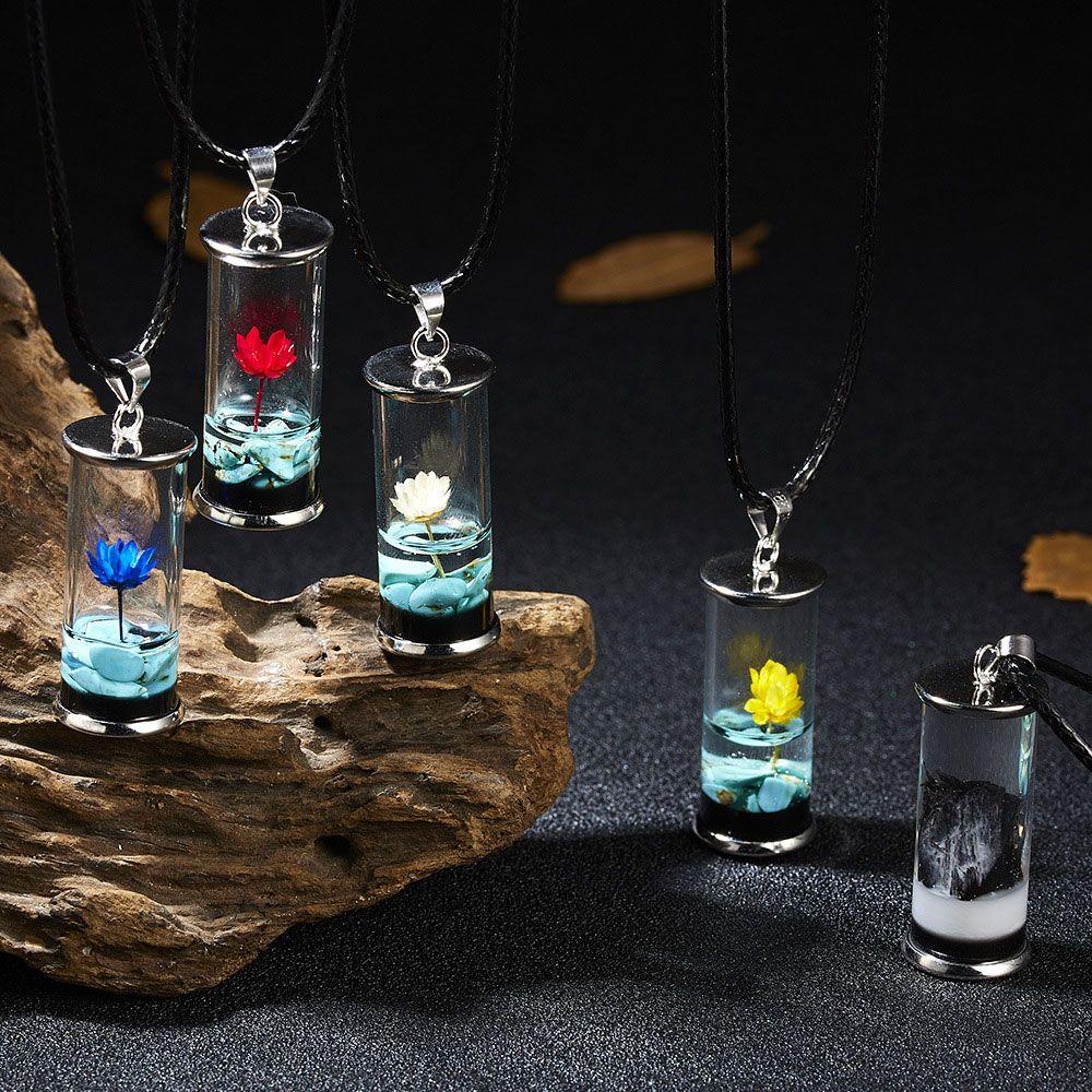 EXPEN Vòng Cổ Choker Mặt Lọ Thủy Tinh Đựng Hoa Sen Khô Cá Tính Thời Trang Cho Nữ