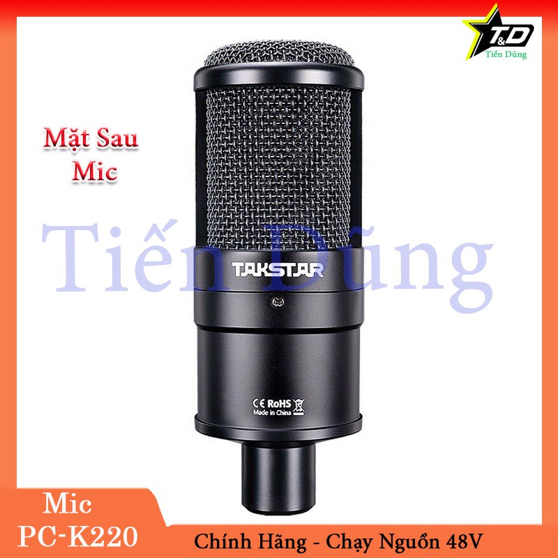 Mic thu âm takstar pc k220 phiên bản mới chính hãng chạy nguồn 48V hỗ trợ thu âm livestream và karaoke