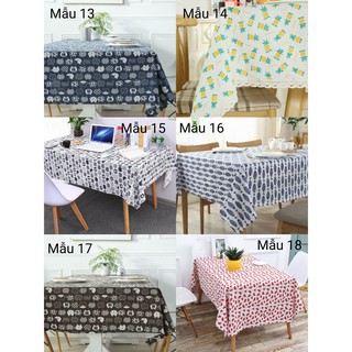 Khăn Trải Bàn Vải Canvas Nhiều Họa Tiết Viền Ren