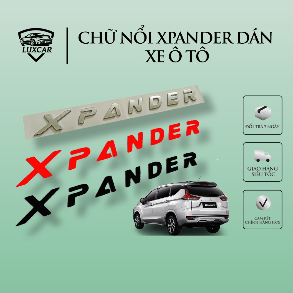 Chữ Nổi Xpander 3D LUXCAR Mạ Crom Sáng Bóng Dán Lắp Capo Xe Ô TÔ