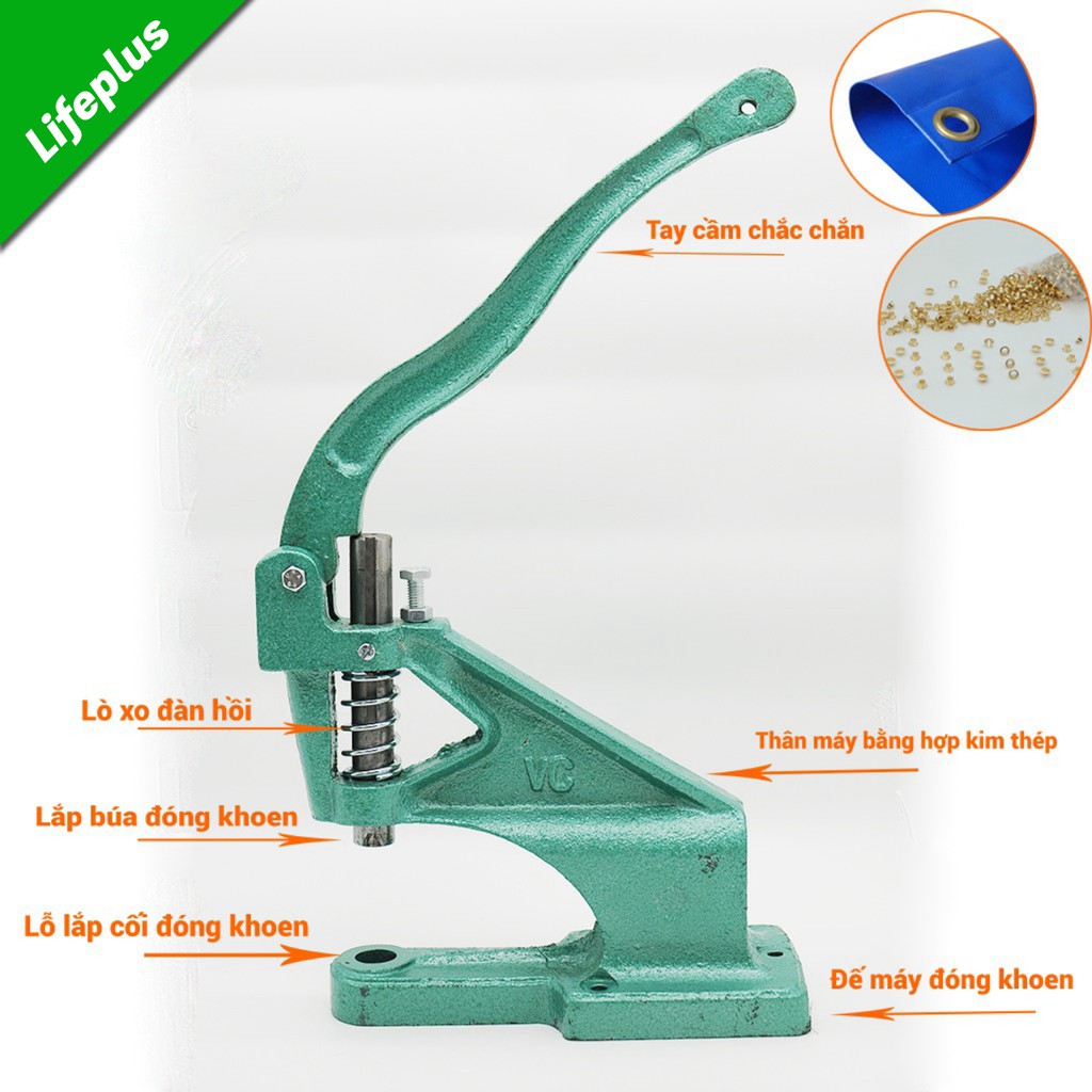 Máy đóng khoen bạt bằng tay kèm 1 khuôn máy kích thước tùy chọn