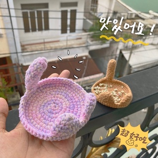 Đế lót ly len móc meow cat dễ thương thủ công handmade | Xiaoxingcorner
