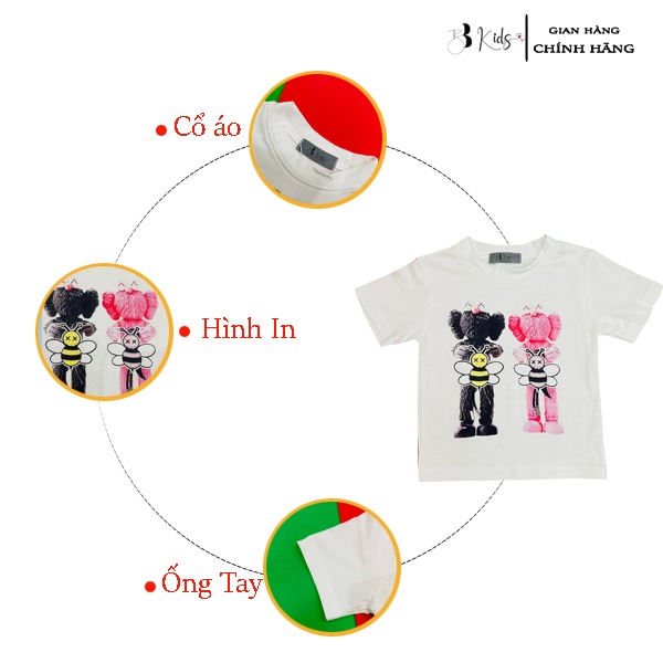 Áo Thun Ngắn Tay Cho Bé BB Kids In Hình Gấu đôi Chất Liệu Cotton 100% Co Giãn 4 Chiều