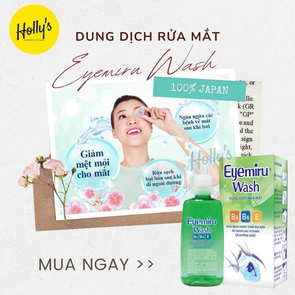 [Chính hãng Nhật] EYEMIRU WASH Nhật Bản nước rửa mắt khỏi bụi bẩn và các tác nhân gây hại, giúp đôi mắt khỏe mạnh