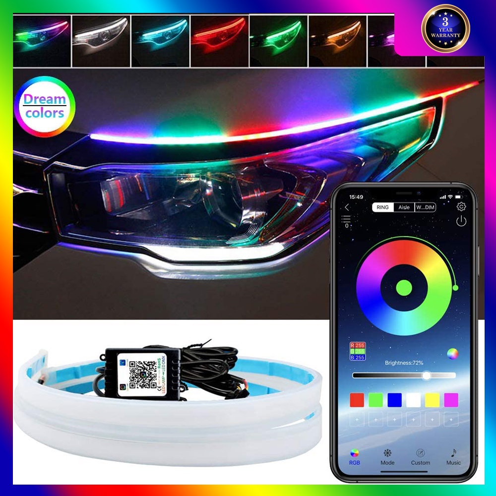 Dài đèn LED RGB ban ngày chống nước nhiều màu có điều khiển từ xa bluetooth