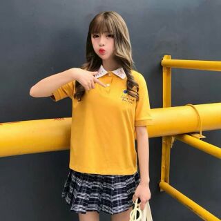 Áo thun Polo cổ bẻ tay phối màu Áo kiểu nữ, Áo thun nữ from rộng tay lỡ, Áo thun ulzzang, áo nữ ,áo thun cổ trụ