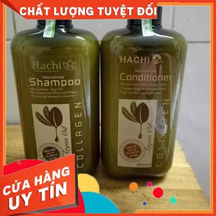 [1Gội +1Xã] Cặp Dầu Gội Và Dầu Xã ARGAN HACHI 800ml Dùng Cho Tóc Hư Tổn