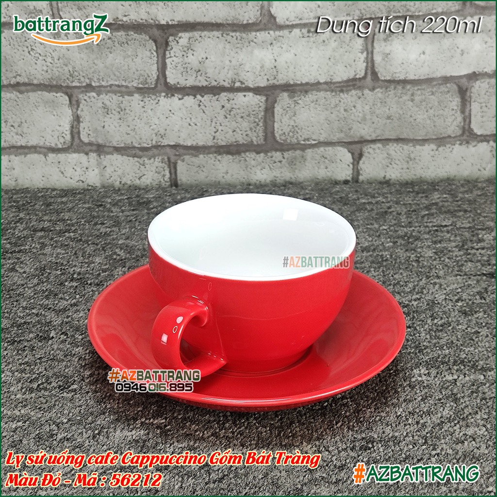 Ly sứ uống cafe Cappuccino màu Đỏ Gốm Bát Tràng