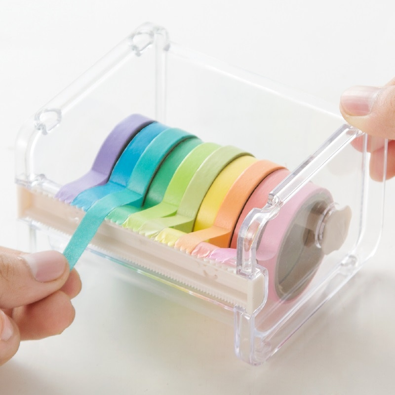 Dụng cụ cắt băng keo thiết kế trong suốt độc đáo tiện lợi cho văn phòng/ trường học