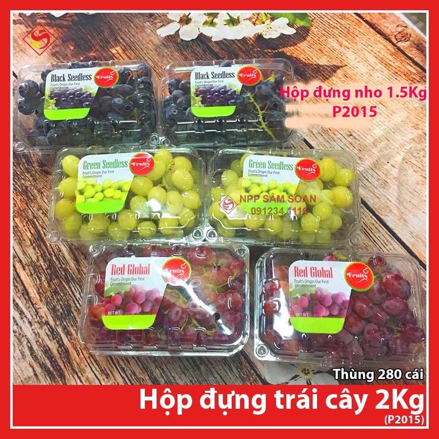 Hộp đựng 2Kg Cherry P2015 - Hộp đựng hoa quả nhập khẩu - [SET 20 cái]