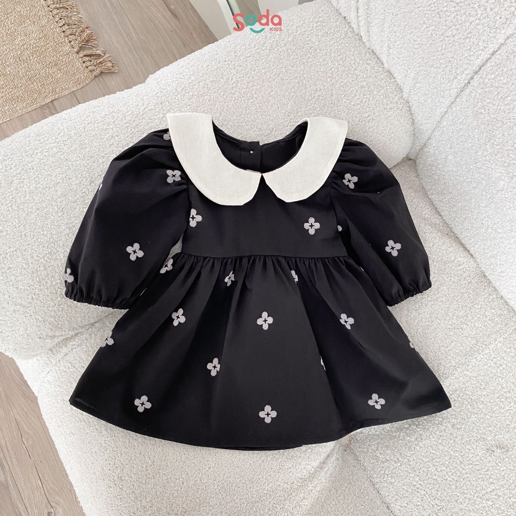 Váy bé gái jiso dress SODA KIDS thiết kế babydoll cổ vuông tiểu thư, dễ thương, phong cách Hàn Quốc