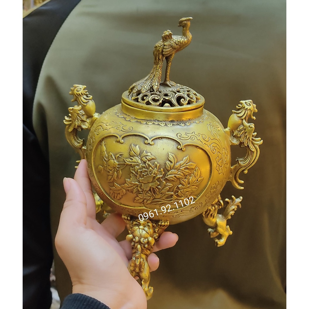 Lư đỉnh Trầm Phượng Hoàng Bằng Đồng